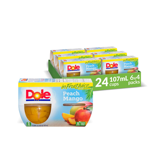 Dole Fruit Bowls Peach Mango In Fruit Juice, Healthy School Snacks, 107ml, 24 Cups 🍁 All In One Marketplace Canada