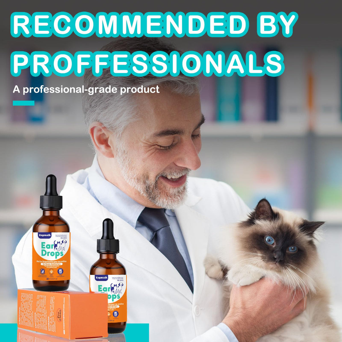 Kopmath Dog Ear Drops, Dog Ear Cleaner, Pet Ear Cleaning, Natural Solution for Dogs and Cats,60ml with Dropper 🍁 All In One Marketplace Canada