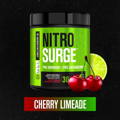 NITROSURGE Pre Workout Supplement - Endless Energy, Instant Strength Gains, Clear Focus, Intense Pumps - Nitric Oxide Booster & Preworkout Powder with Beta Alanine - 30 Servings, Cherry Limeade 🍁 All In One Marketplace Canada