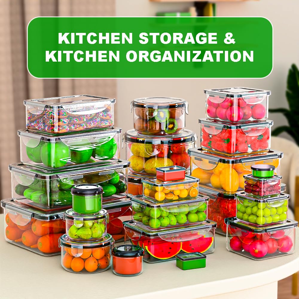 62 Pcs Large Food Storage Containers with Lids Airtight,Total19400ML(31 Containers&31 Lids)- Plastic Food Container for Kitchen Organization 🍁 All In One Marketplace Canada