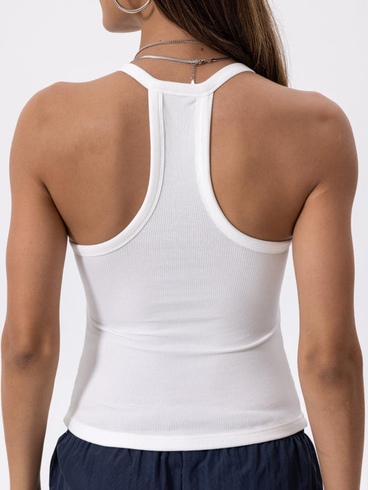 Danysu V Neck Cotton Tank Tops with Built-in Shelf Bra Sleeveless Racerback Fitted Basic Cami Shirts Bright White M 🍁 All In One Marketplace Canada