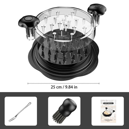 Chicken Shredder Tool Twist Large Chicken Breast Shredder with Brush&Fork, Visible Meat Shredder Machine, Strong Anti-Slip Strip, Ergonomic Handle, BPA Free, Suitable for Pork Beef Chicken (Black) 🍁 All In One Marketplace Canada