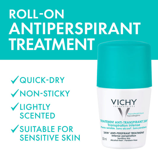 Vichy Anti-Perspirant Roll-On Deodorant For 24 Hour Sweat Protection, Suitable For All Skin Types, Alcohol-Free, Paraben-Free, Hypoallergenic, Dermatologist Recommended, Travel Size, 50mL 🍁 All In One Marketplace Canada