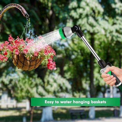 RESTMO Metal Watering Wand, Heavy Duty Garden Hose Wand with 180° Swivel Ratcheting Head, 16-Inch Hose Nozzle Sprayer with 7 Spray Patterns and Flow Control, Ideal to Water Hanging Baskets and Shrubs 🍁 All In One Marketplace Canada