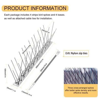 OFFO Bird Spikes with Stainless Steel Base, Durable Bird Repellent Spikes Arrow Pigeon Spikes Fence Kit for Deterring Small Bird, Crows and Woodpeckers, Covers 3.4 Feet(1.04m) 🍁 All In One Marketplace Canada