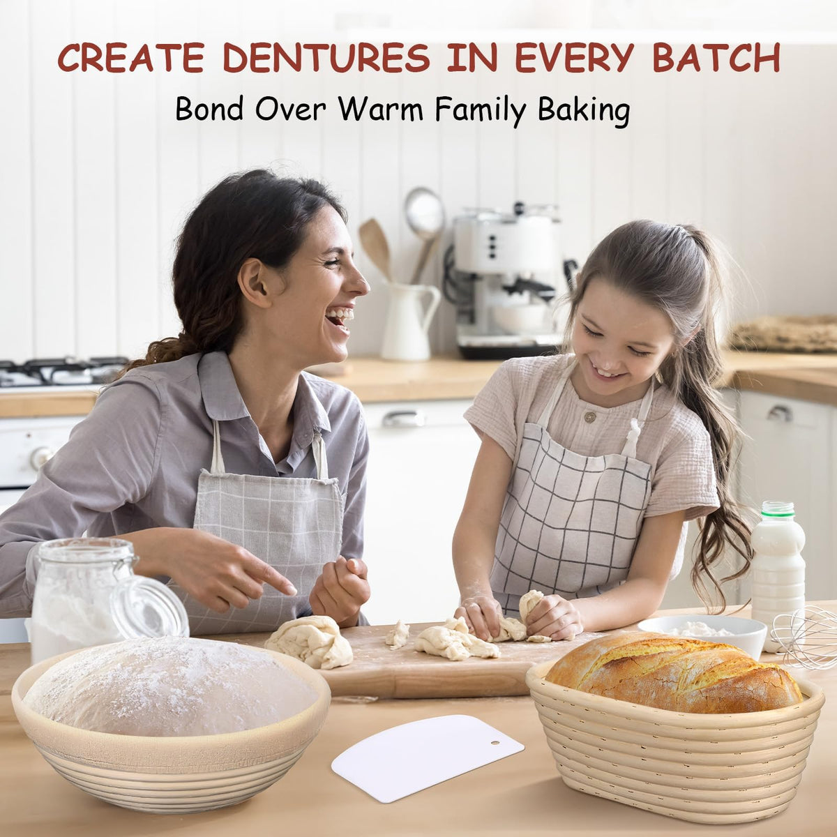 KOACKL Sourdough Bread Starter Kits, Banneton Sourdough Bread Making Tools Kit, Banneton Proofing Basket Making Bread Basket Baking for Baking Dough with Rising Pattern (Round and Oval) 🍁 All In One Marketplace Canada