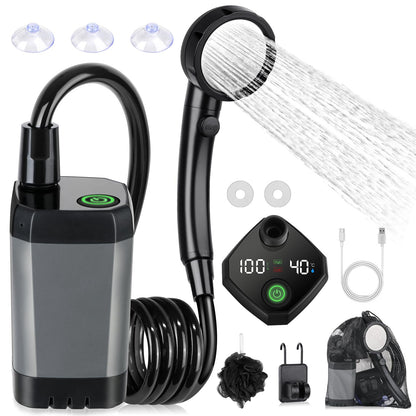Portable Shower for Camping, [Long-Lasting] Spopal 6000mAh Rechargeable Camping Shower with Intelligent LED Display, 4 Spray Modes, IPX7 Waterproof Outdoor Shower Kit for Hiking, Travel, Car, Pet 🍁 All In One Marketplace Canada