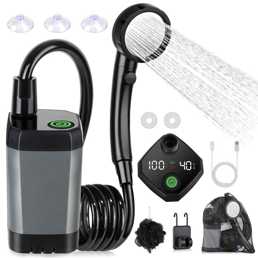 Portable Shower for Camping, [Long-Lasting] Spopal 6000mAh Rechargeable Camping Shower with Intelligent LED Display, 4 Spray Modes, IPX7 Waterproof Outdoor Shower Kit for Hiking, Travel, Car, Pet 🍁 All In One Marketplace Canada