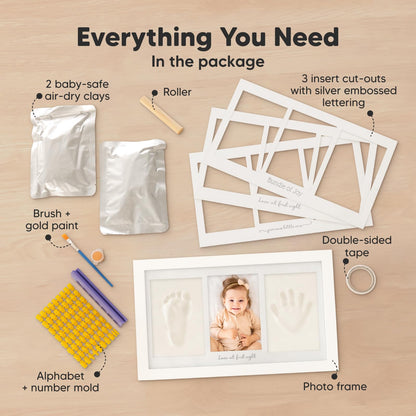 Baby Hand and Footprint Kit - Clay Handprint Keepsake Frame, Newborn Nursery Picture Frame, Personalized New Mom Gifts for Baby Shower & Registry (Alpine White) 🍁 All In One Marketplace Canada