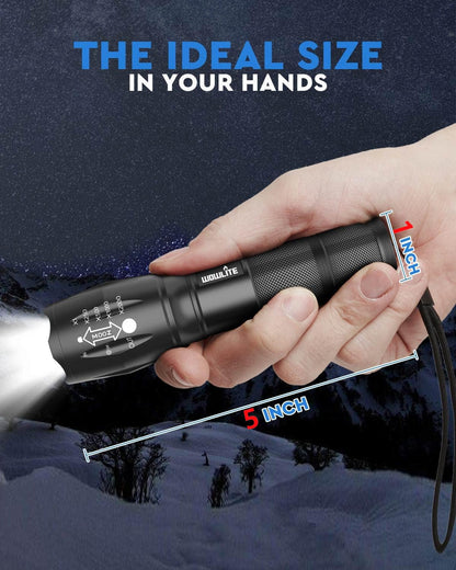 wowlite Tactical Flashlight, Wowlite Ultra Bright XML T6 LED Torch with 5 Light Modes & Adjustable Focus for Emergency Camping Hiking (2 Pack) 🍁 All In One Marketplace Canada