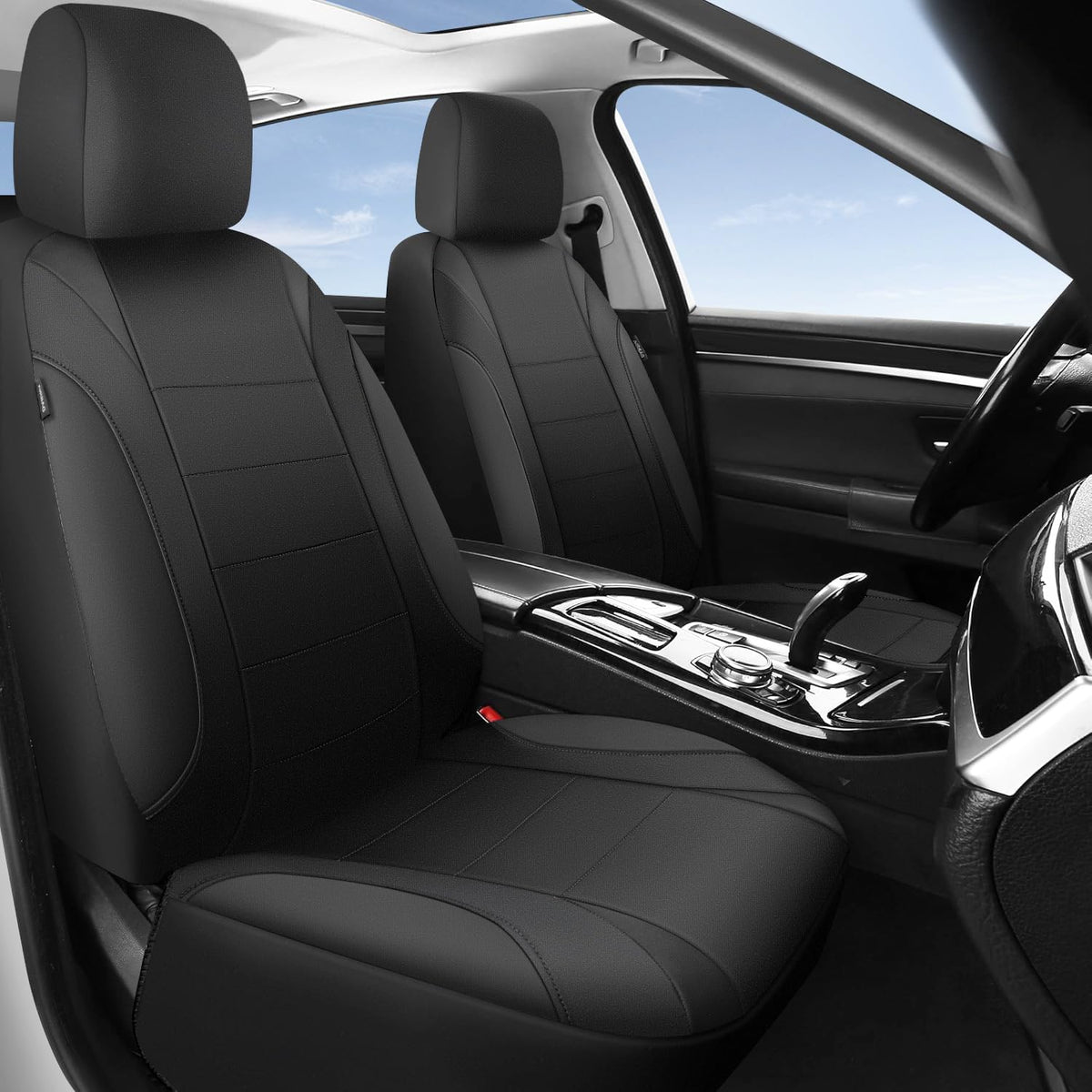CAR Pass Neoprene Waterproof Two Front Car Seat Covers Set- Universal Fit for Vehicles, Airbag Compatiable(Black) 🍁 All In One Marketplace Canada