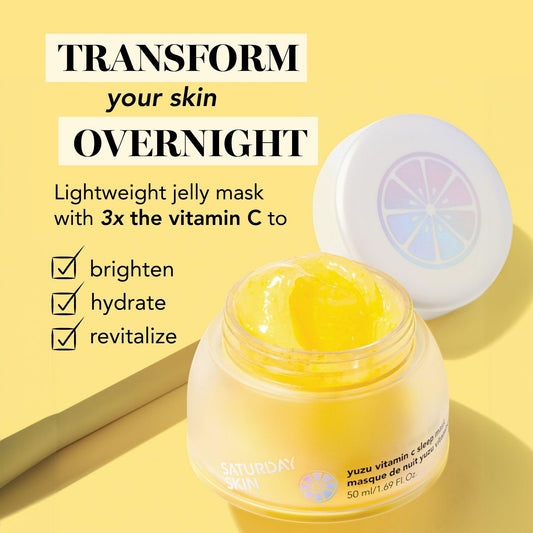 Saturday Skin Yuzu Vitamin C Sleep Overnight Face Mask Korean Skin Care Retinol Niacinamide Brightening Overnight Mask, Vegan Smooth Skin & Reduce Wrinkles, Ideal for All Skin Types 🍁 All In One Marketplace Canada
