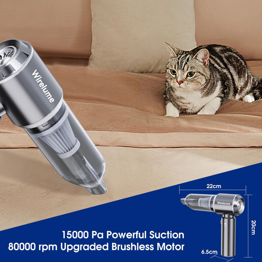 Handheld Car Vacuum Cleaner Cordless 22000Pa Strong Cyclonic Suction Blowing Brushless Motor Cordless Portable Mini Car Vacuum Powerful Rechargeable Lightweight for Pet Hair Vehicle Home Office Grey 🍁 All In One Marketplace Canada