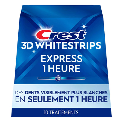 Crest 3D Whitestrips 1-Hour Express At-home Teeth Whitening Kit, 10 Treatments, 12 Levels Whiter for Fast Whitening 🍁 All In One Marketplace Canada