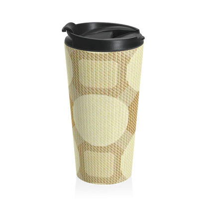 Cream & Beige Retro Polka Dot Stainless Steel Travel Mug