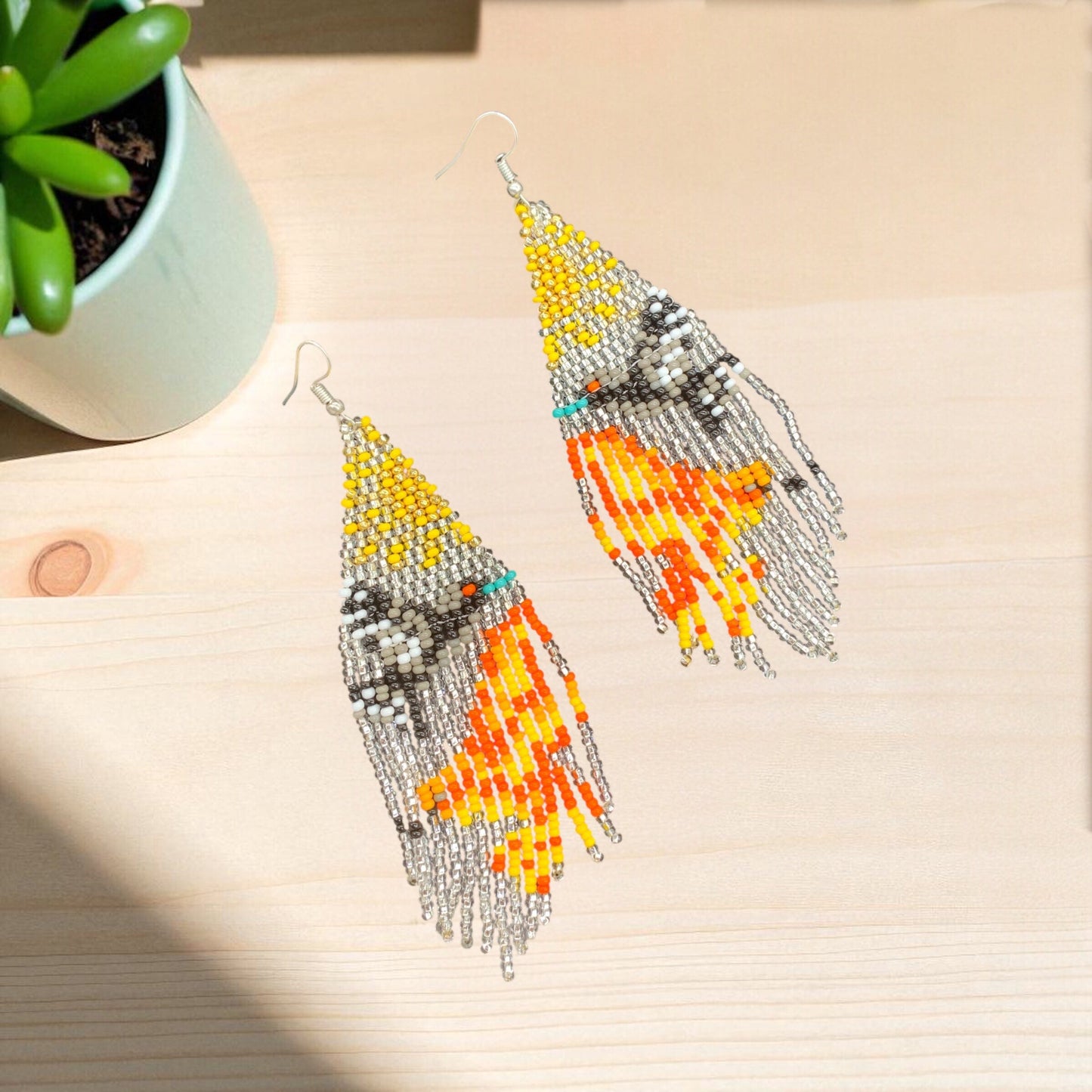 Silver Sky Dancer Beaded Earrings