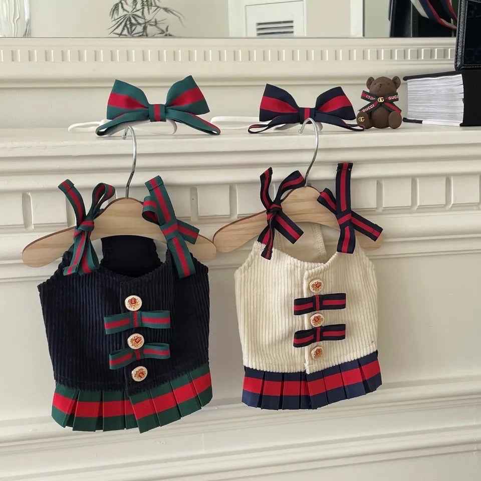 Gigi Dress Set with Bow – Dog Dress Set