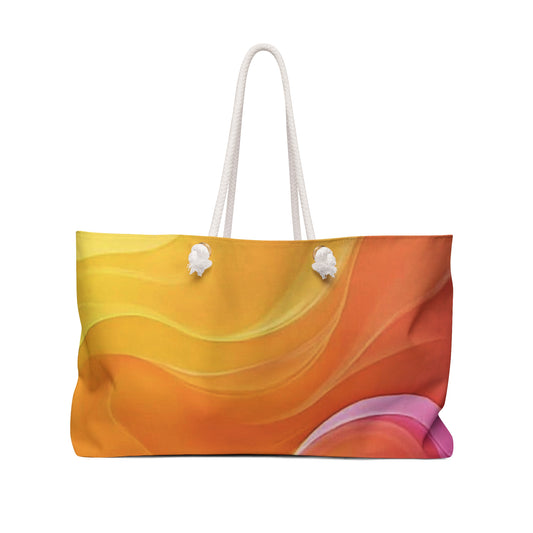 Sunset Abstract Waves Weekender Bag | Colorful Beach Tote