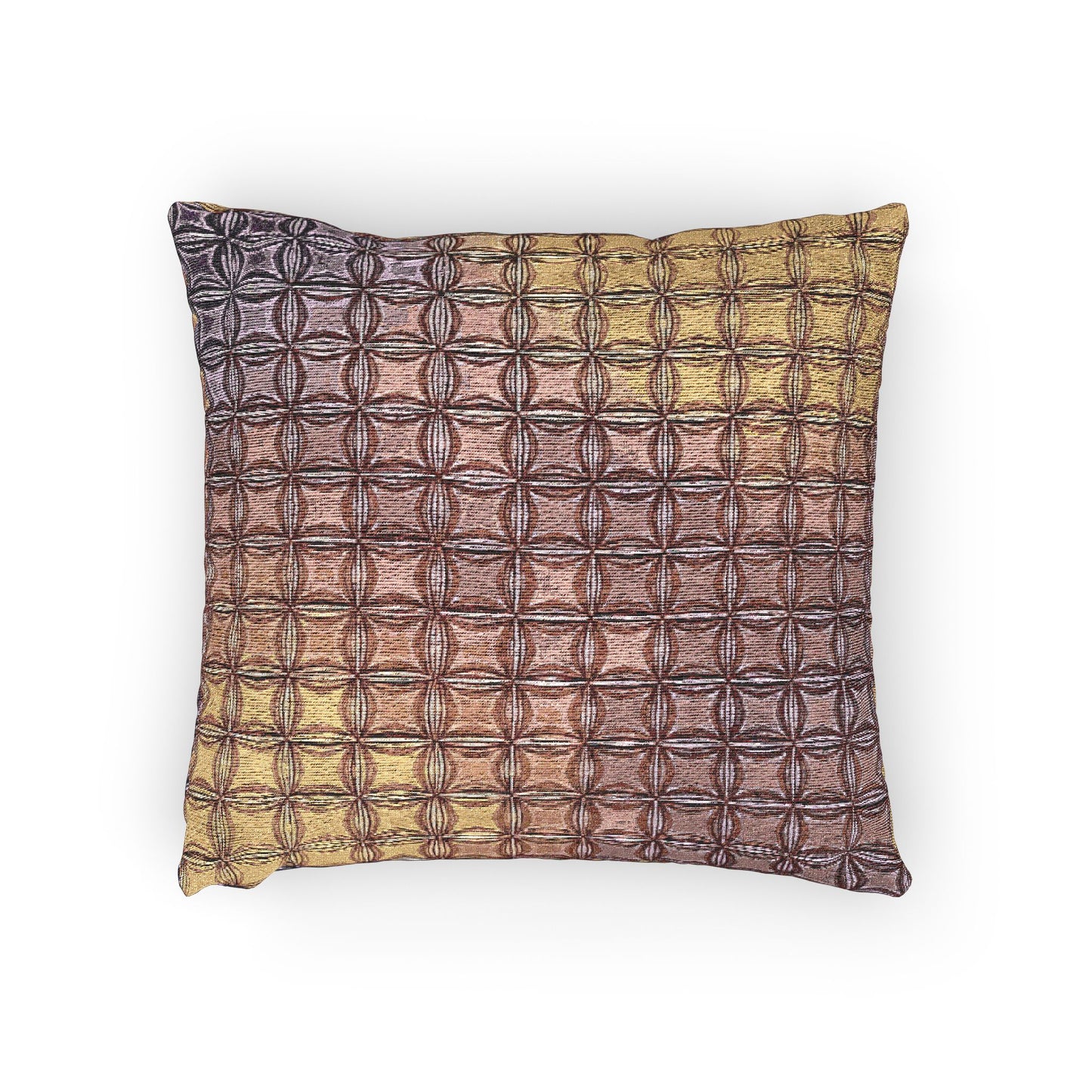 Geometric Woven Pillow | Square Grid Pattern, Textured Boho Throw Pillow