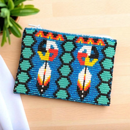 Feather with Dreamcatcher Beaded coin purse