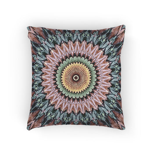 Mandala Sunburst Woven Pillow | Boho Geometric Decorative Cushion Cover
