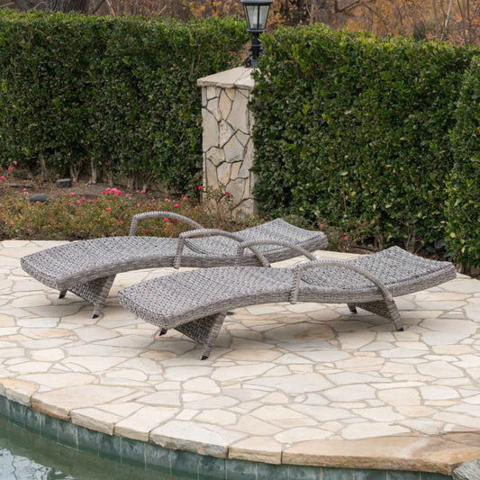 Crete Wicker Chaise Lounge – Outdoor Patio Reclining Lounge Chair with Cushions (US Delivery Only)