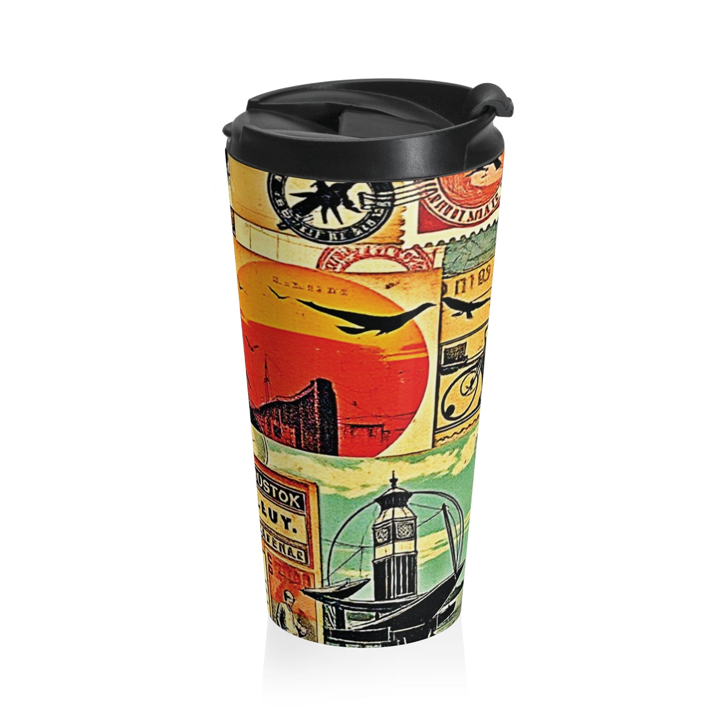 Travel Mug — Vintage Collage Stainless Steel Tumbler