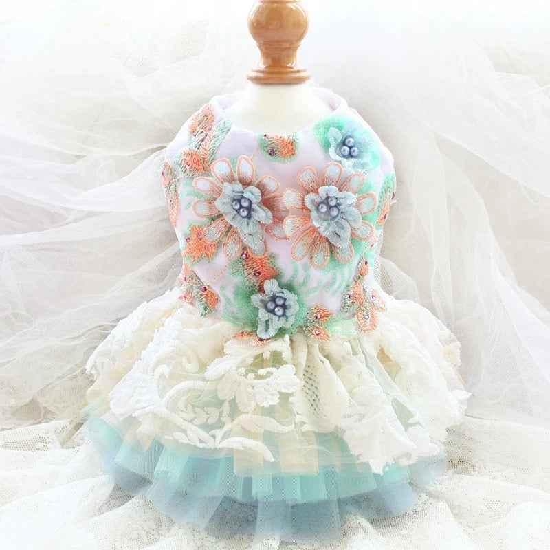 Sakura Bloom Dog Dress | Embroidered Occasion Dog Outfit
