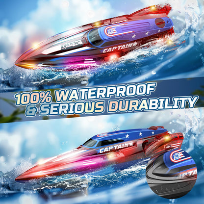 DEERC 2 Pack 13 inch Remote Control Boat for Kids, 4 Batteries, 2.4Ghz RC Racing Boat with LED Lights for Pools and Lakes, Water Summer Toy Gift 🍁 All In One Marketplace Canada