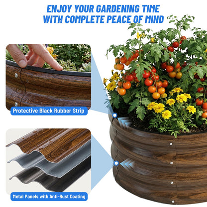 SnugNiture Galvanized Raised Garden Bed Outdoor, 2 Pcs 4x2x1ft Oval Metal Planter Box for Planting Plants Vegetables, Brown 🍁 All In One Marketplace Canada