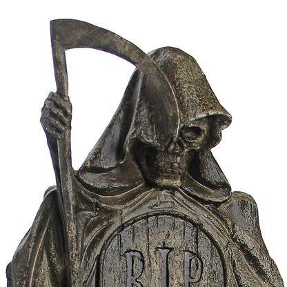 Design Toscano Rest in Pieces Grim Reaper Halloween Tombstone Gothic Decor Garden Graveyard Statue, 64 cm, Polyresin, Greystone