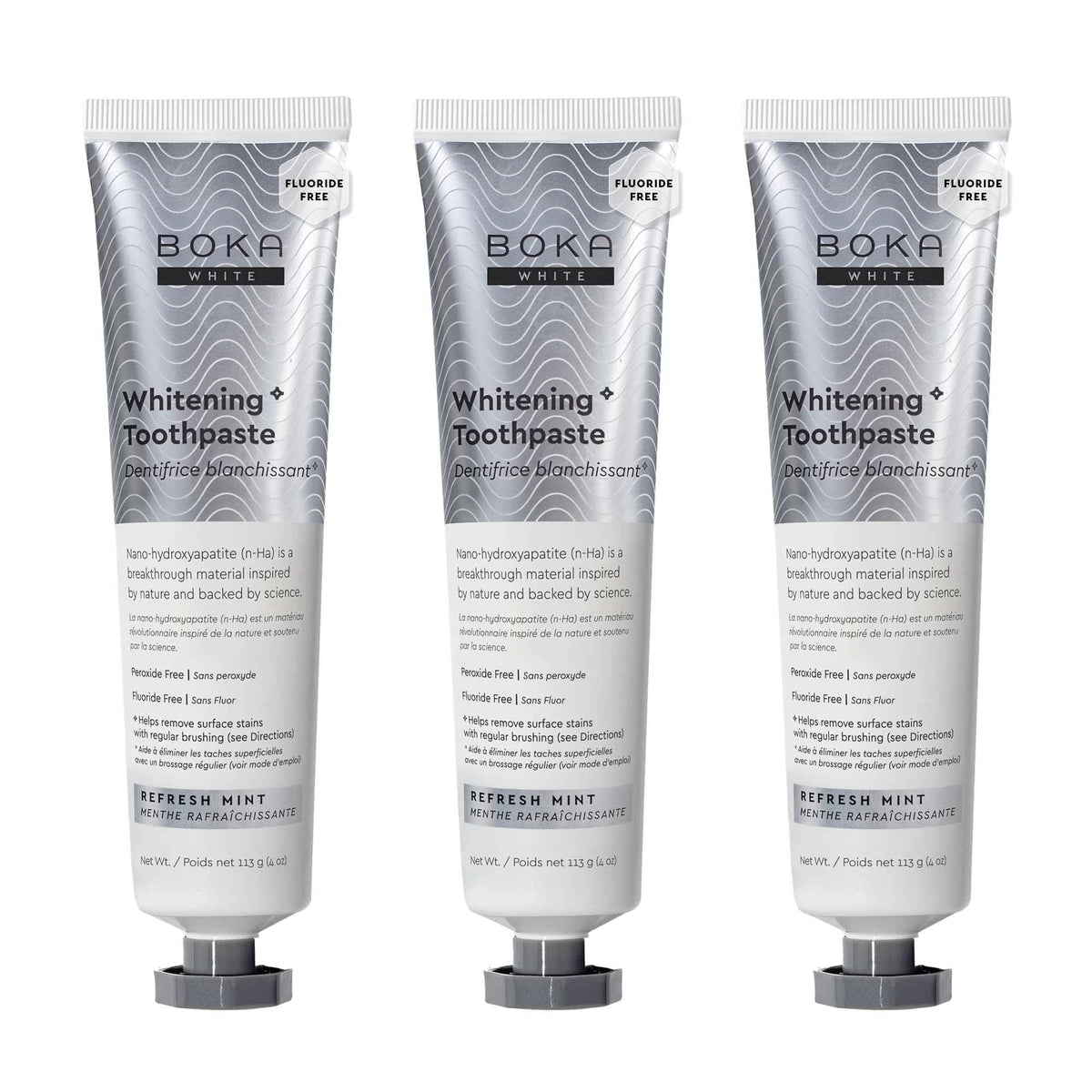 Boka Fluoride Free Toothpaste, Nano Hydroxyapatite Toothpaste, Appropriate for Sensitive Teeth, for Adult, Kids Oral Care - Whitening * Refresh Mint, 4 Fl Oz (113g) 3Pk 🍁 All In One Marketplace Canada