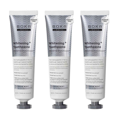 Boka Fluoride Free Toothpaste, Nano Hydroxyapatite Toothpaste, Appropriate for Sensitive Teeth, for Adult, Kids Oral Care - Whitening * Refresh Mint, 4 Fl Oz (113g) 3Pk 🍁 All In One Marketplace Canada