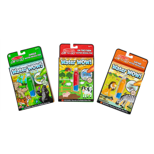 Melissa & Doug On the Go Water Wow! Mess Free Coloring Book, Reusable Water-Reveal Activity Pad, 3-Pack, Jungle, Safari, Farm, Travel Toys, Party Favors, for Toddlers & Kids Ages 3+ - FSC Certified 🍁 All In One Marketplace Canada