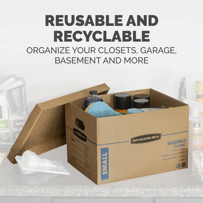 Bankers Box SmoothMove Moving Boxes with No-Tape Assembly, Lift -Off Lids And Easy-Carry Handles, 10" x 12" x 15", 10 Pack (7714219) 🍁 All In One Marketplace Canada