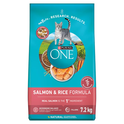 Purina ONE Dry Cat Food, Salmon & Rice Formula - 7.2 kg Bag 🍁 All In One Marketplace Canada