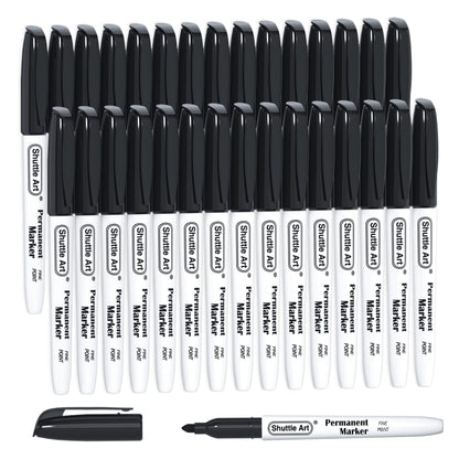 Shuttle Art Permanent Markers, 30 Pack Black Permanent Marker set,Fine Point, Works on Plastic,Wood,Stone,Metal and Glass for Doodling, Marking… 🍁 All In One Marketplace Canada