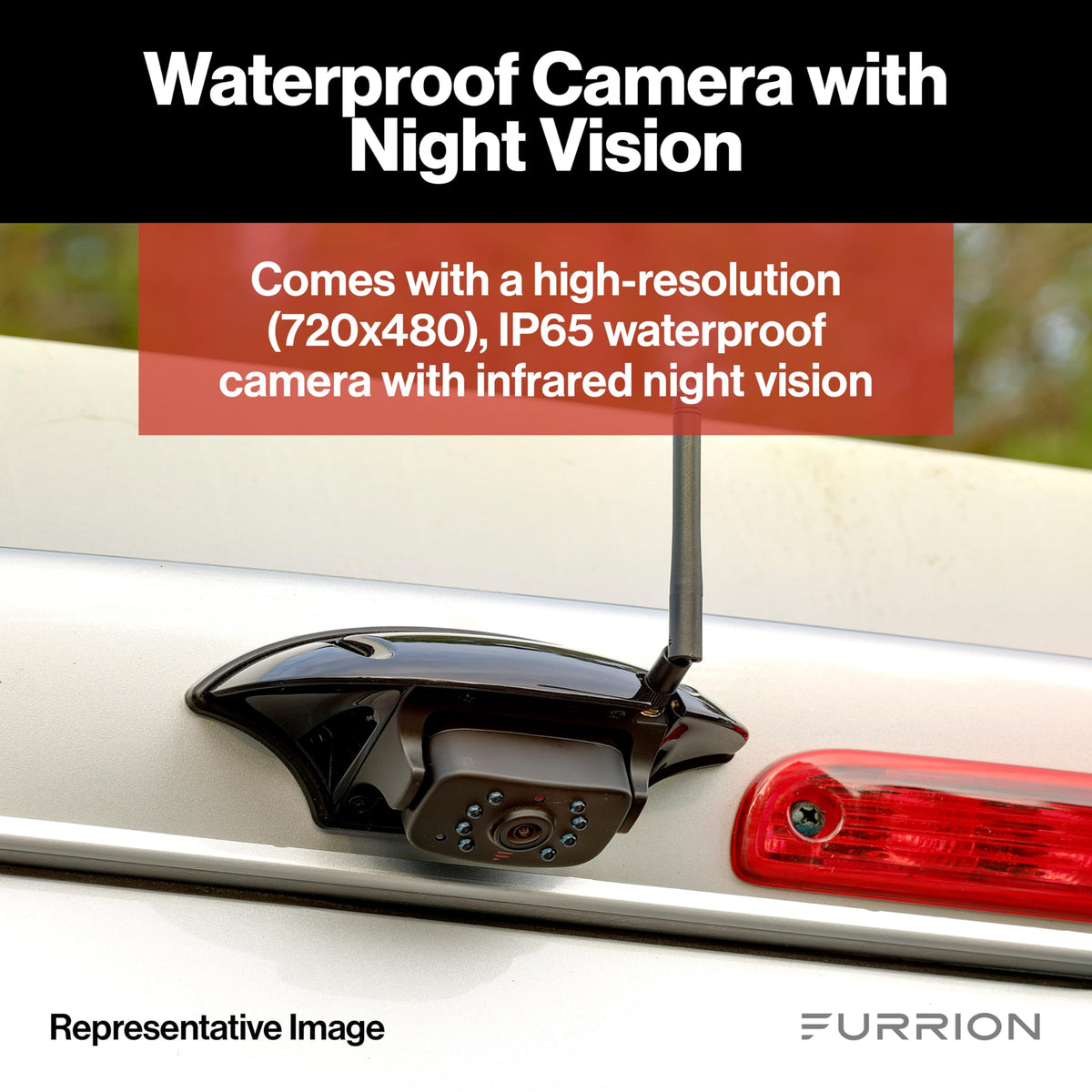 Furrion Vision S Wireless RV Backup Camera System with 4.3-Inch Monitor, 1 Rear Sharkfin Doorway Security, Infrared Night Vision, Wide-Angle View, Hi-Res, Waterproof - FOS43TASF 🍁 All In One Marketplace Canada