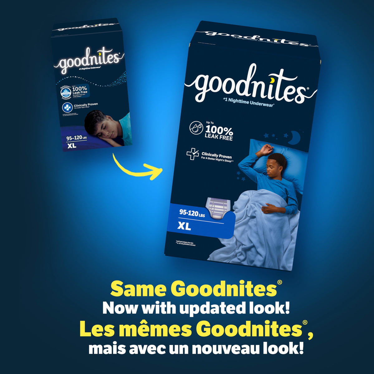 Goodnites Boys' Nighttime Bedwetting Underwear, Size Extra Large (95-120 lbs), 63 Ct (3 Packs of 21), Packaging May Vary 🍁 All In One Marketplace Canada