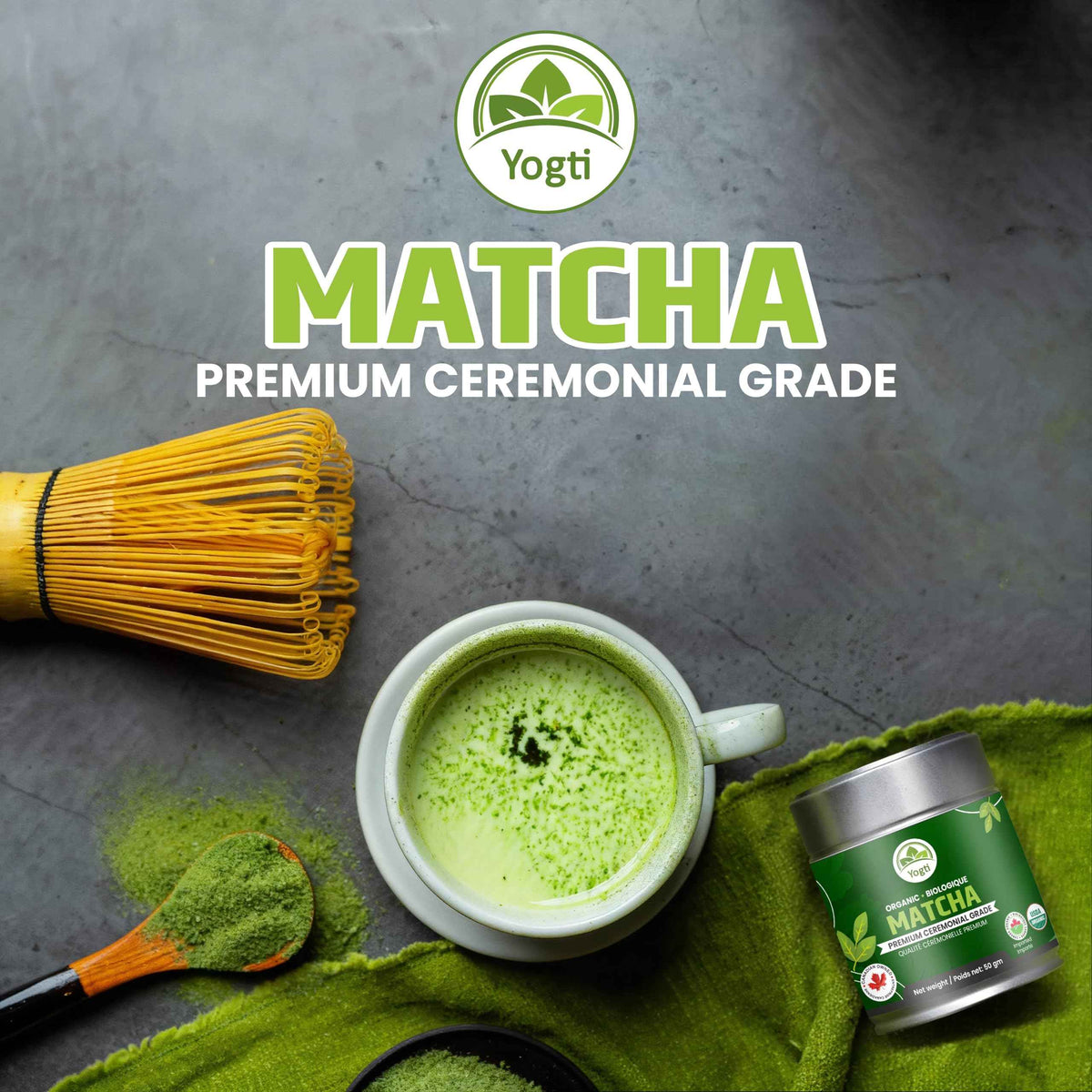 Organic Matcha Green Tea Powder – Ceremonial Grade – 50g Tin | Premium Japanese Green Tea | Smooth & Vibrant | Superfood for Lattes, Smoothies & Baking 🍁 All In One Marketplace Canada