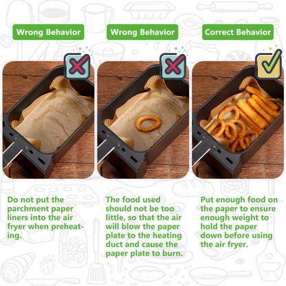 AYGXU Air Fryer Paper Liners, 260 Disposable Parchment Paper Liners, 8.6''*5.5'', Rectangle,Food Grade and Baking Waterproof Oil Proof, Roasting 🍁 All In One Marketplace Canada