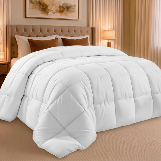 Utopia Bedding King Comforter Duvet Insert, Quilted White Comforter with Corner Tabs, Box Stitched Down Alternative Comforters King Size 90 x 102 inches 🍁 All In One Marketplace Canada