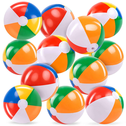 JOYIN 12-Pack 12“ Beach Balls - Bulk Classic Beachball Inflatable Swimming Pool Toys for Games Adults Kids Birthday Party Supplies Combo Set, Rainbow Color Blow Up Luau Decorations Favors Gifts 🍁 All In One Marketplace Canada
