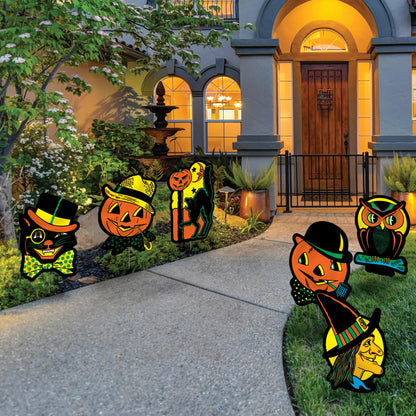 Beistle Plastic Vintage Halloween Yard Signs with Metal Stakes