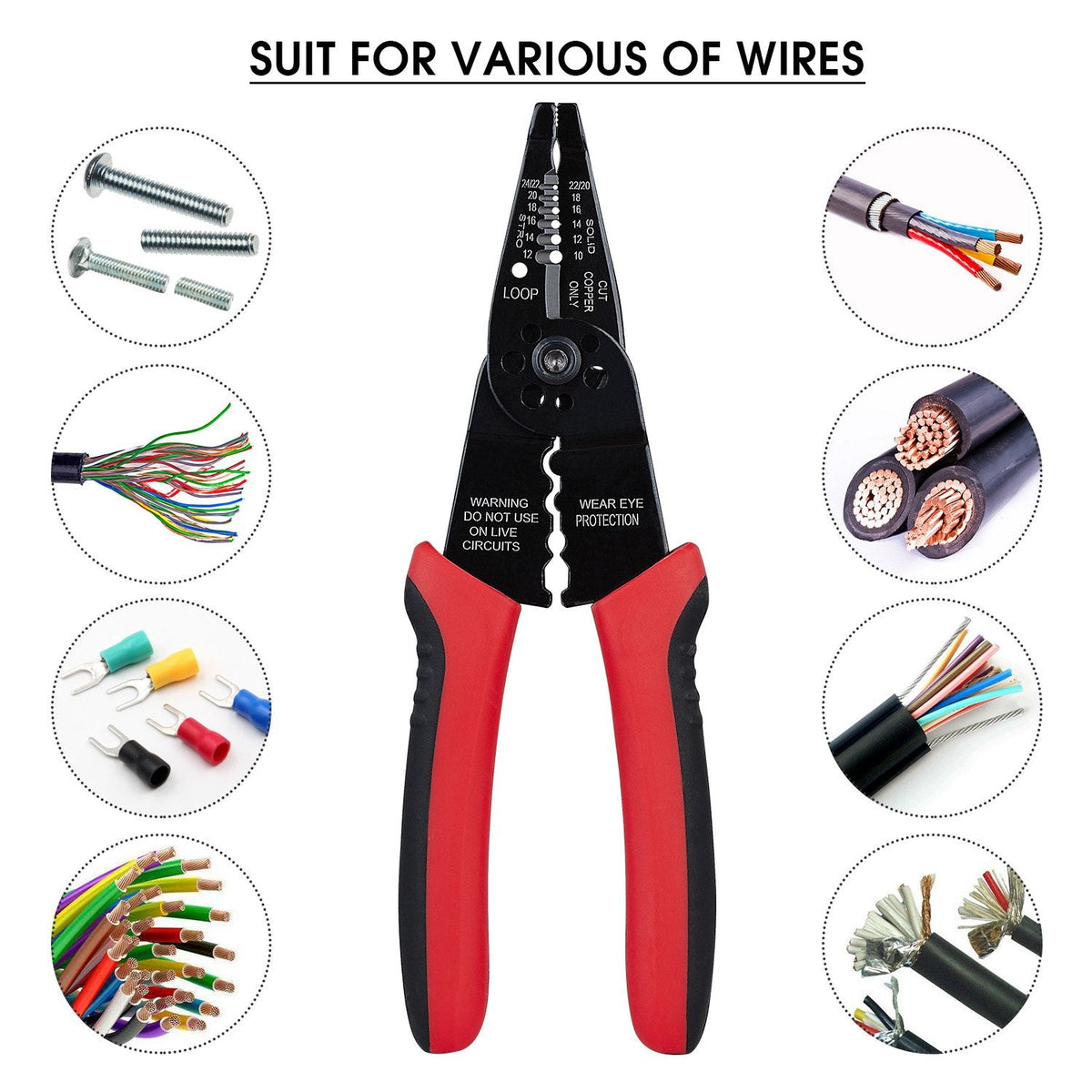WGGE WG-015 Professional 8-inch Wire Stripper/Wire Crimping Tool, Wire Cutter, Wire Crimper, Cable Stripper, Wiring Tools and Multi-Function Hand Tool(ONLY Sold by W&G Global Electronics INC) 🍁 All In One Marketplace Canada