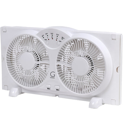 Genesis Twin Fan High Velocity Reversible AirFlow Fan, LED Indicator Lights Adjustable Thermostat & Max Cool Technology, ETL Certified, White (A1WINDOWFAN) 🍁 All In One Marketplace Canada