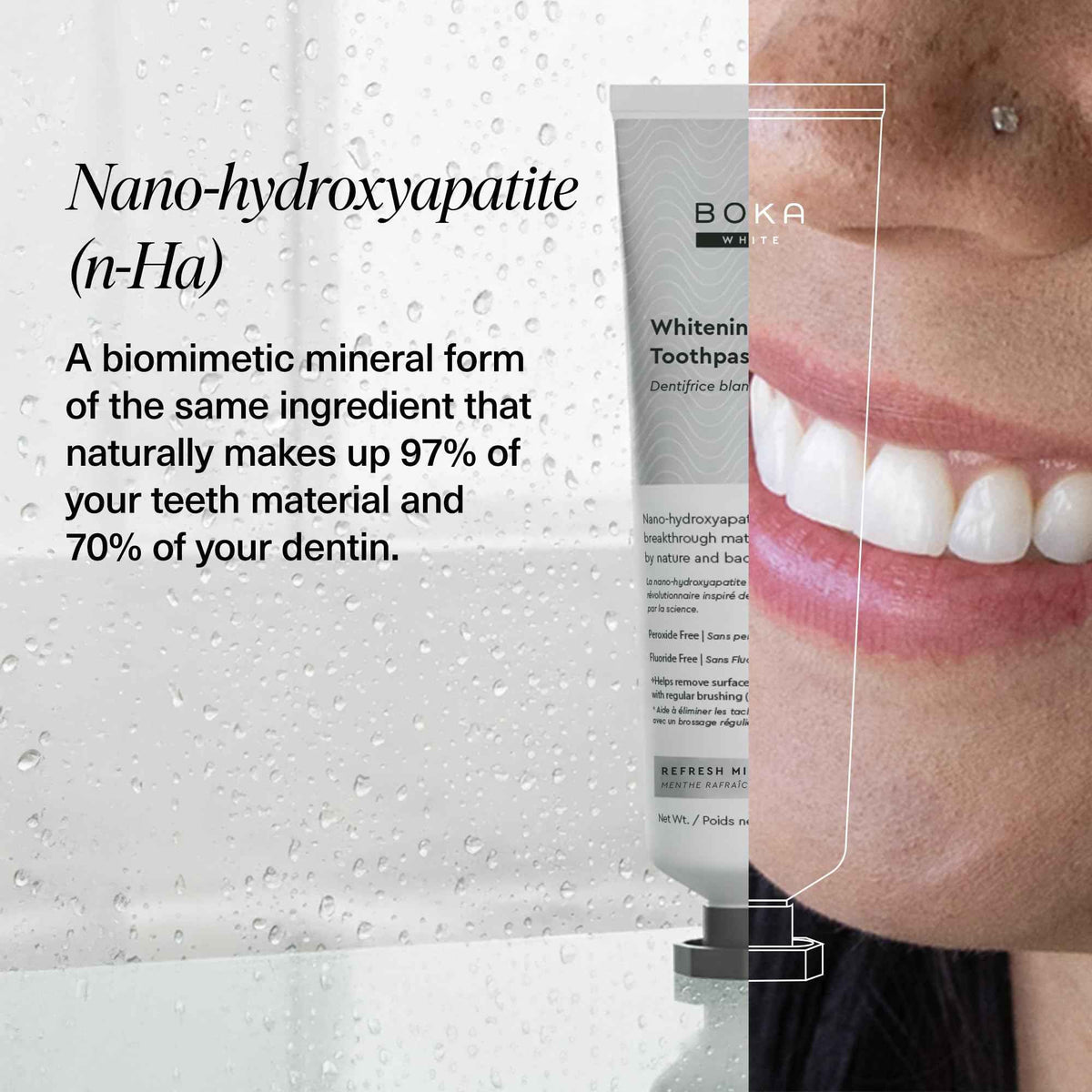 Boka Fluoride Free Toothpaste, Nano Hydroxyapatite Toothpaste, Appropriate for Sensitive Teeth, for Adult, Kids Oral Care - Whitening * Refresh Mint, 4 Fl Oz (113g) 1Pk 🍁 All In One Marketplace Canada