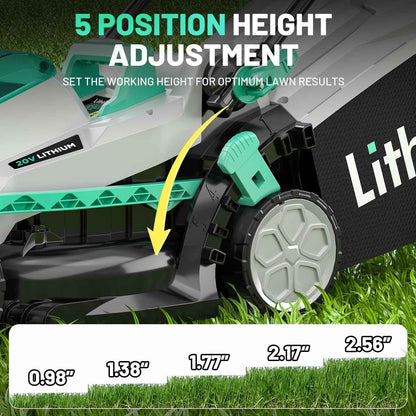 Litheli Cordless Lawn Mower 13 Inch, 5 Heights, 20V Battery Lawnmower for Garden, Yard and Farm, with Brushless Motor, 4.0Ah Battery & Charger Included 🍁 All In One Marketplace Canada