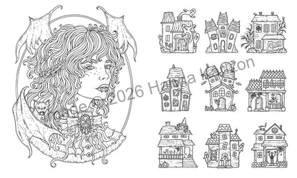 Halloween: Hardcover adult coloring book featuring thick, high-quality paper