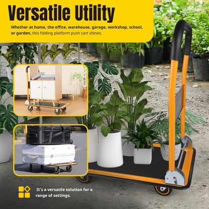 MaxWorks 80876 28.75" x 18.75" x 33" Foldable Platform Truck Push Dolly-330 lb. Weight Capacity-with Swivel Wheels 🍁 All In One Marketplace Canada